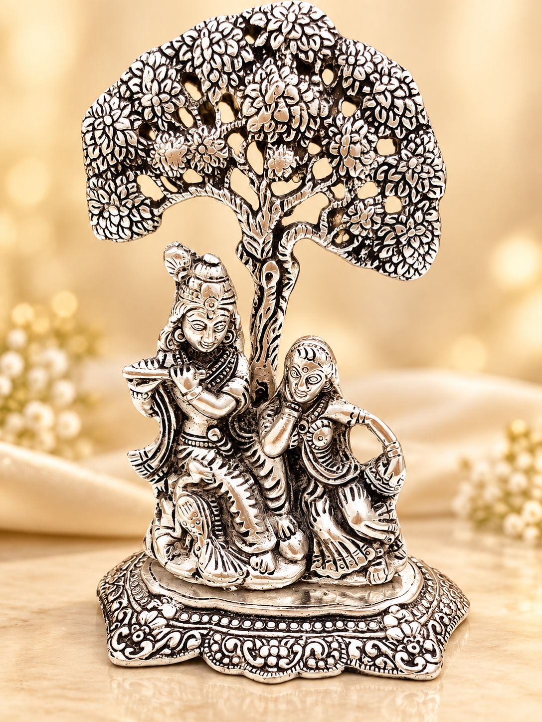 Radha Krishna Sitting Under Kalpavruksha Tree