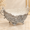 Antique German Silver Floral Oval Basket